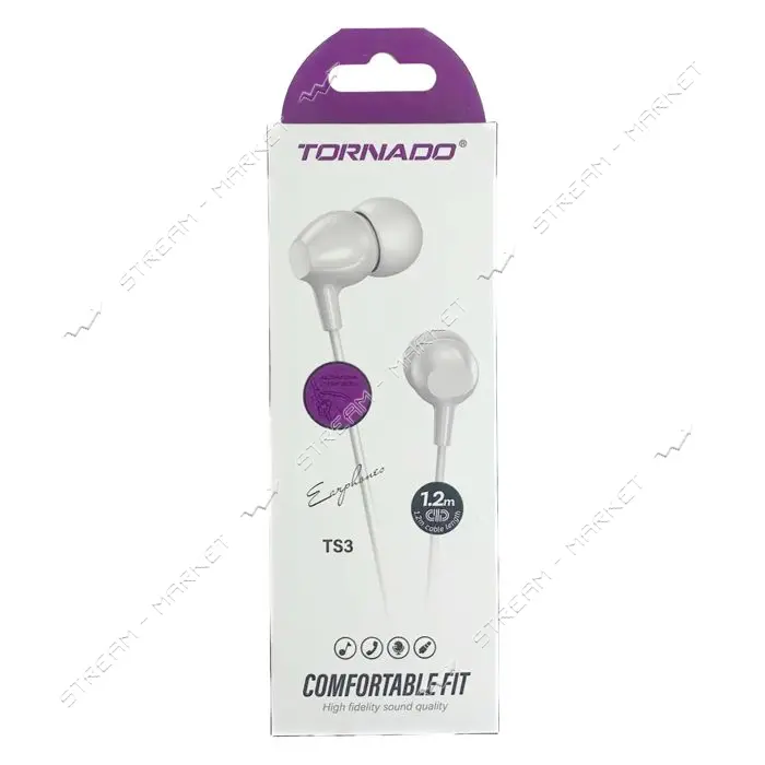 Проводные наушники Tornado TS3 белые                                                                