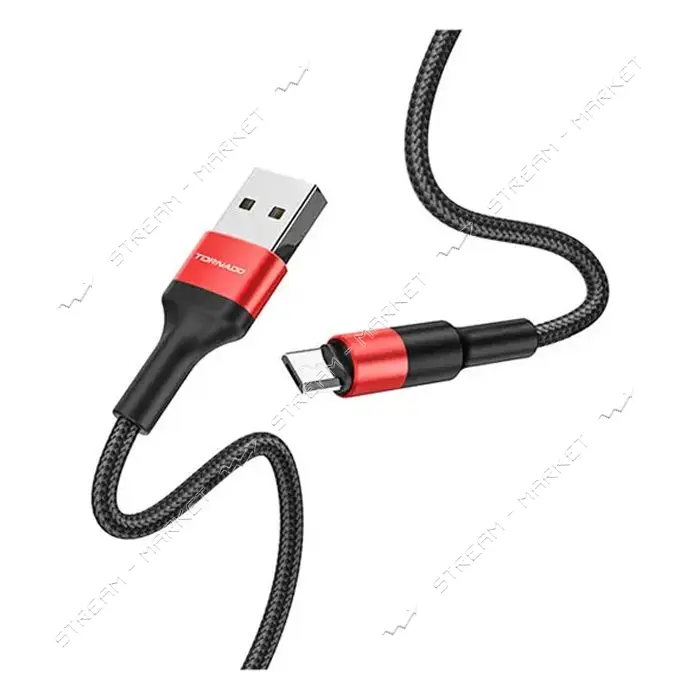 Кабель Tornado Type-C TX7 Nylon 3A 1м черно-красный                                                 