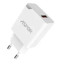 Сетевое зарядное устройство Aspor A822 Fast Charger 18W QC3.0 1USB/3A плюс кабель Micro белое       