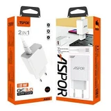 Сетевое зарядное устройство Aspor A822 Fast Charger 18W QC3.0 1USB/3A плюс кабель Micro белое