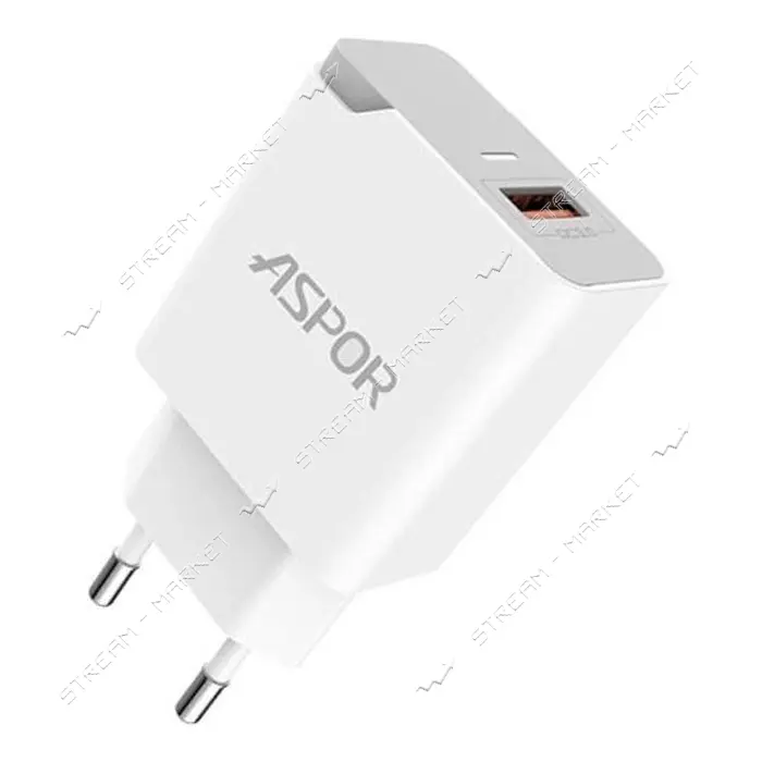 Сетевое зарядное устройство Aspor A822 Fast Charger 18W QC3.0 1USB/3A плюс кабель Micro белое