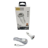 Автомобильное зарядное устройство Aspor A907 PD блочок 3А 2USB белое                                