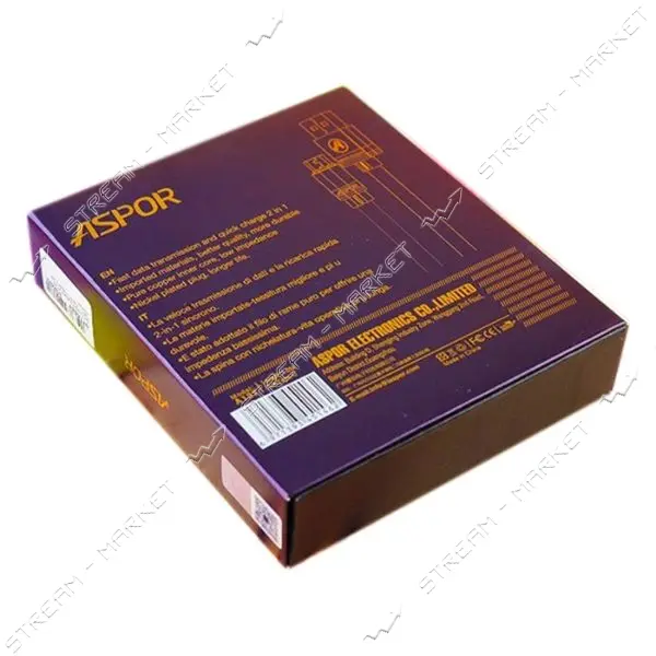 Кабель Aspor A137 Type-C 2.4А 1.2м черный