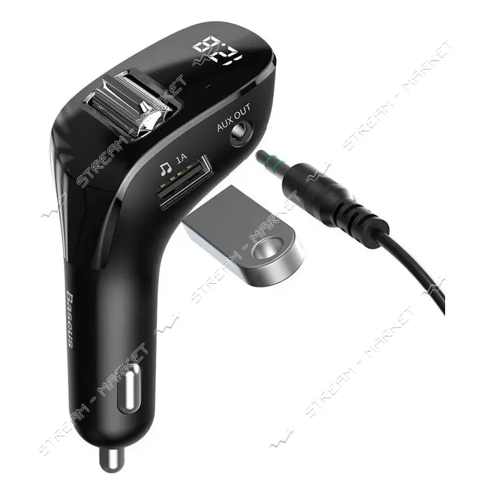 FM-трансмиттер Baseus Streamer F40 AUX wireless MP3 car charger черный                              