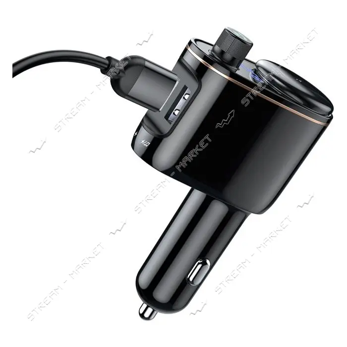 FM-трансмиттер Baseus Locomotive Bluetooth MP3 2USB 2.4A плюс 1A черный