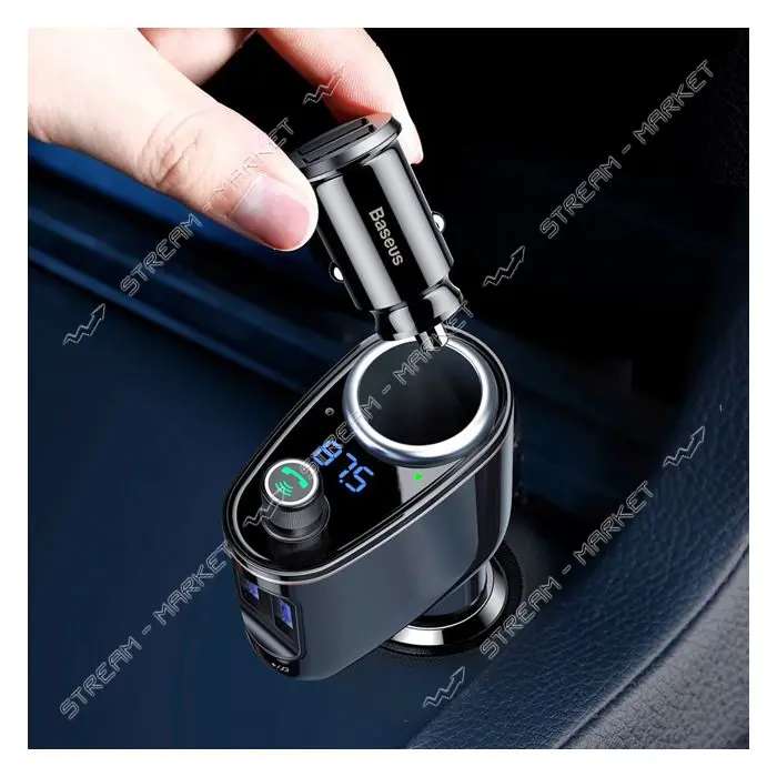 FM-трансмиттер Baseus Locomotive Bluetooth MP3 2USB 2.4A плюс 1A черный