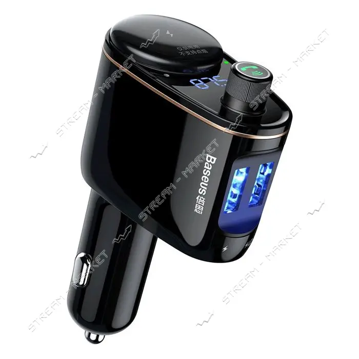 FM-трансмиттер Baseus Locomotive Bluetooth MP3 2USB 2.4A плюс 1A черный