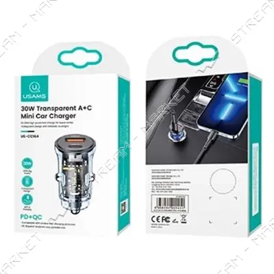 Автомобильное зарядное устройство Usams CC164 C32 30W 1USB-А плюс 1USB-С черное