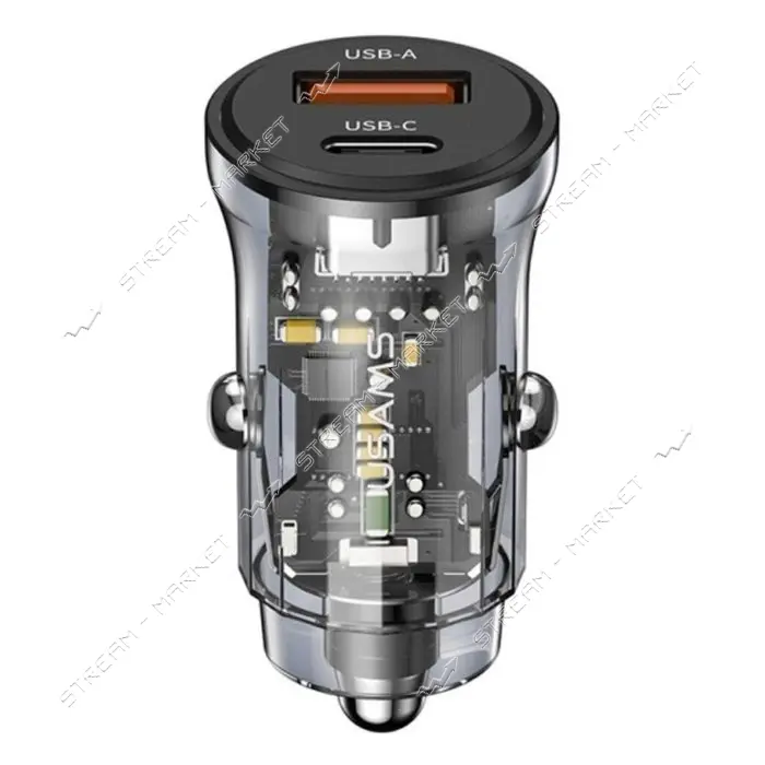 Автомобильное зарядное устройство Usams CC164 C32 30W 1USB-А плюс 1USB-С черное