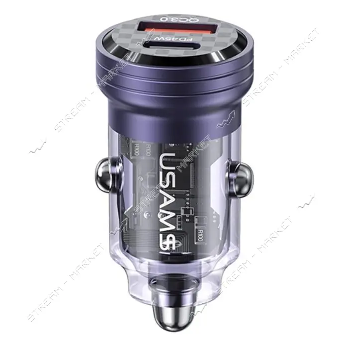 Автомобильное зарядное устройство Usams CC175 C35 45W 1USB-А плюс 1USB-С фиолетовое