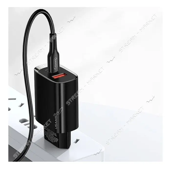 Сетевое зарядное устройство Usams CC121 T35 20W USB Type-C плюс USB Type-A черное
