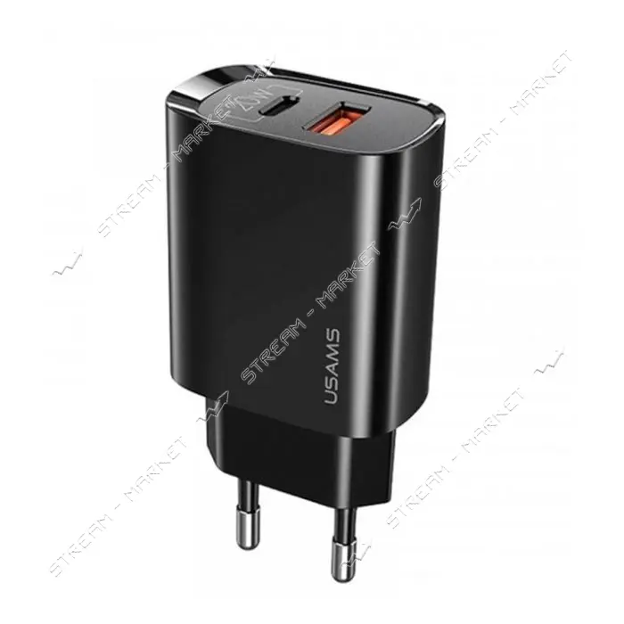 Сетевое зарядное устройство Usams CC121 T35 20W USB Type-C плюс USB Type-A черное