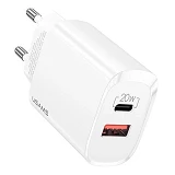 Сетевое зарядное устройство Usams CC121 T35 20W USB Type-C плюс USB Type-A белое                    
