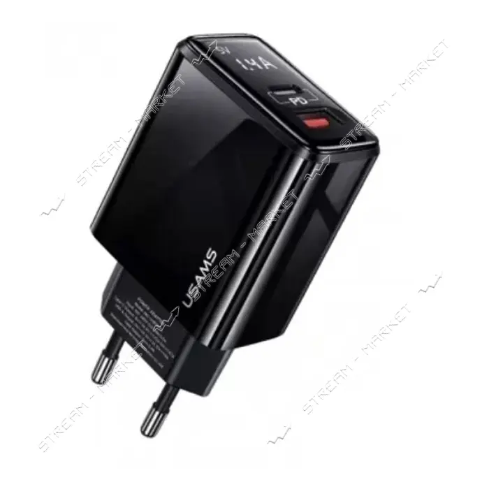 Сетевое зарядное устройство Usams CC133 T40 20W USB Type-A плюс USB Type-C черное