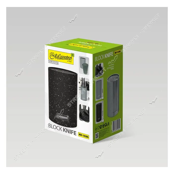Колода для ножей Maestro MR-1438G-BLACK высота 18х11см