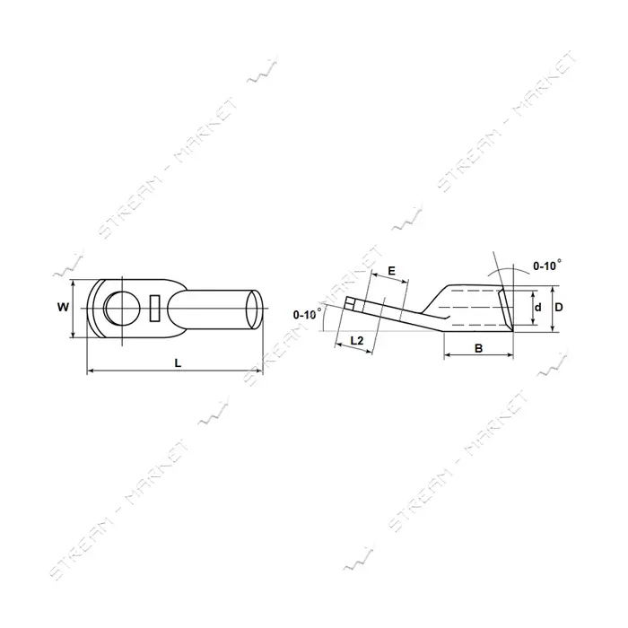 Наконечник силовой медный луженый 2.5мм.кв под болт 6 ГОСТ 7386-80                                  