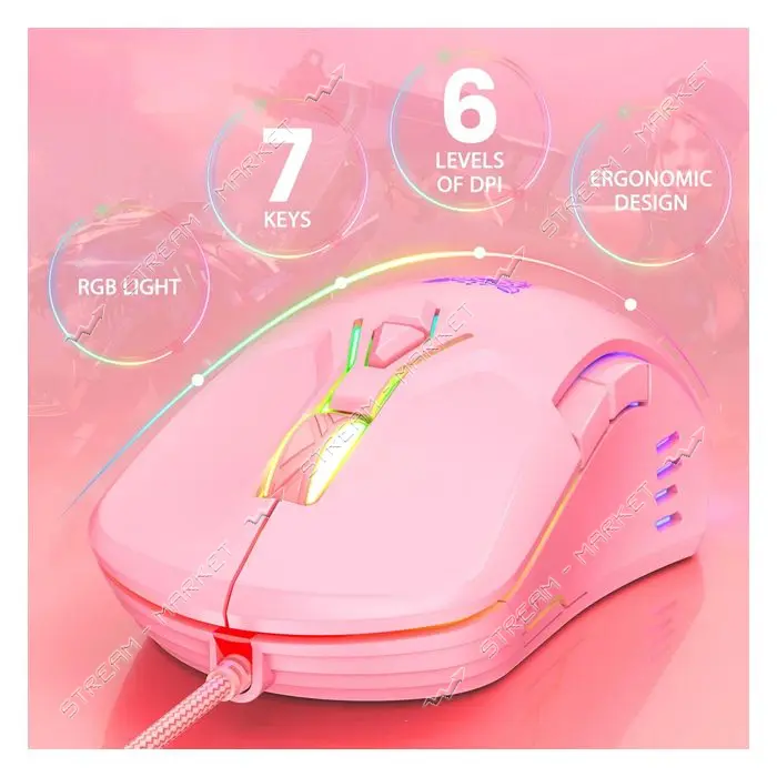 Компьютерная игровая мышь Onikuma CW902 розовая