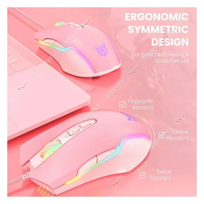 Компьютерная игровая мышь Onikuma CW905 розовая                                                     