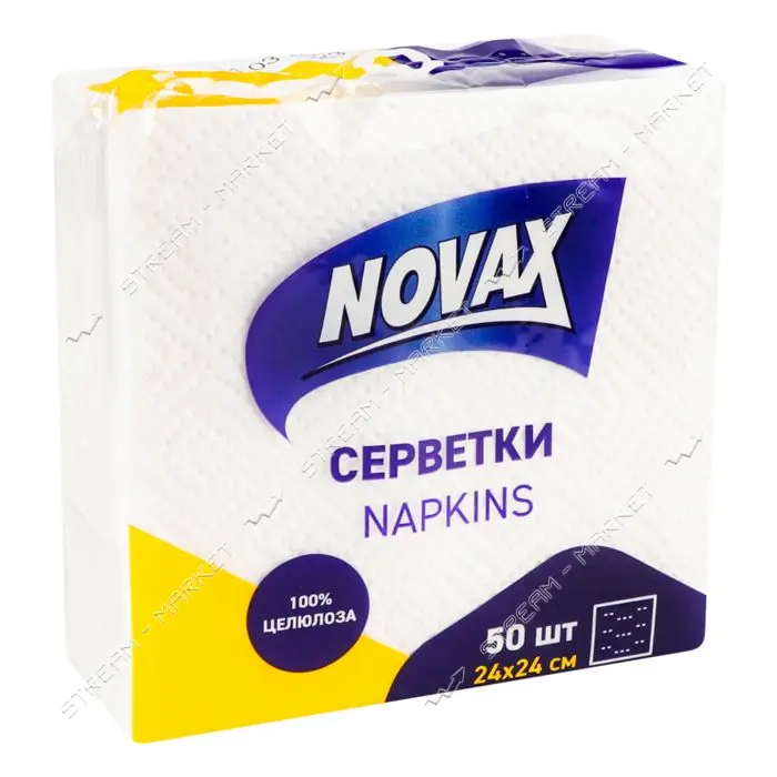 Салфетки бумажные Novax 24x24см 50шт белые