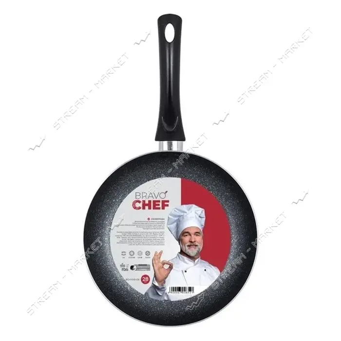 Сковорода Bravo Chef BC-1100-28 d28 h4.5 покрытие антипригарное без крышки
