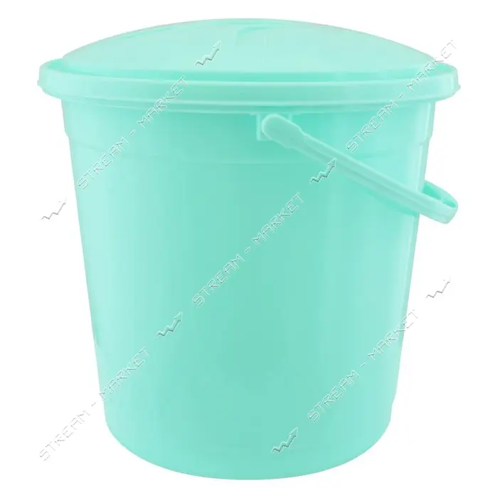 Ведро для пищевых продуктов R Plastic 10л с пластиковой ручкой и крышкой мятное                     