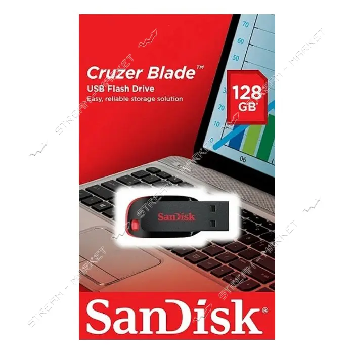 Флешка SanDisk Cruzer Glide 128GB черная                                                            