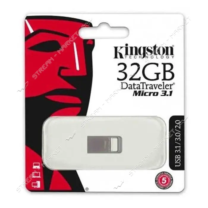 Флешка Kingston DTMicro 32GB USB 3.1 серая                                                          