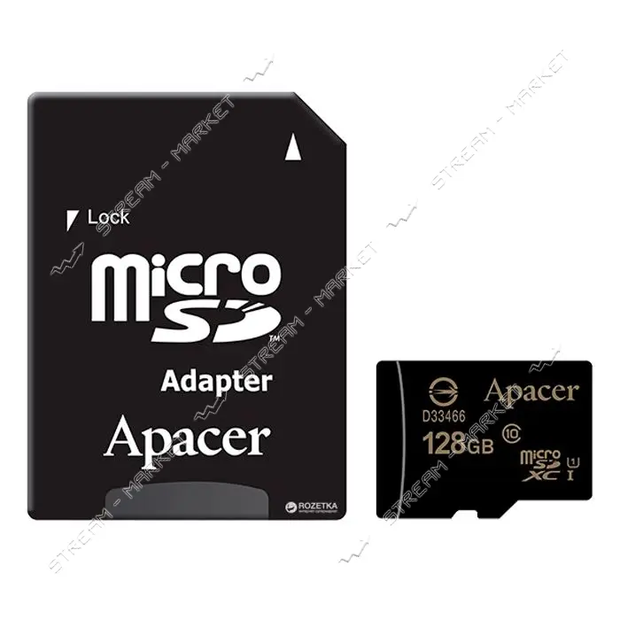 Карта пам'яті Apacer 128GB MicroSD Class 10 плюс SD Adapter                                         