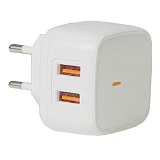 KONI strong сетевое зарядное устройство KS74M, 2.4A, 2USB+USB charger for micro, цвет белый