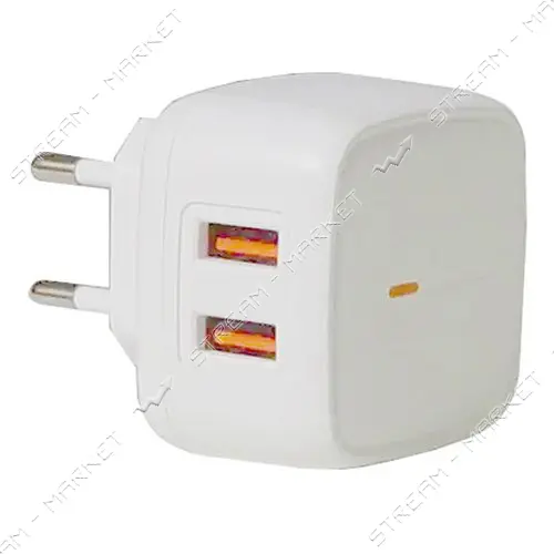 KONI strong сетевое зарядное устройство KS74M, 2.4A, 2USB+USB charger for micro, цвет белый