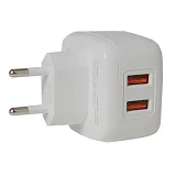 KONI strong сетевое зарядное устройство KS74M, 2.4A, 2USB+USB charger for micro, цвет белый