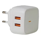 KONI strong сетевое зарядное устройство  KS74T, 2.4A, 2USB+USB charger for Type C,цвет белый        