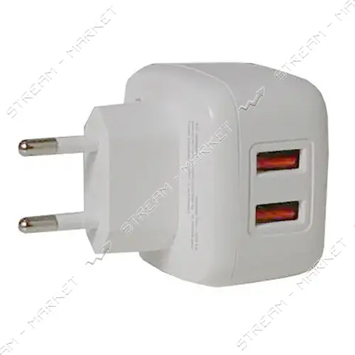 KONI strong сетевое зарядное устройство  KS74T, 2.4A, 2USB+USB charger for Type C,цвет белый        