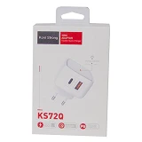 Сетевое зарядное устройство Koni strong KS72Q 2.1A 2USB белое                                       