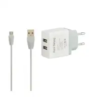 KONI strong сетевое зарядное устройство K2, 2.1A, 2USB+USB Кабель Micro, цвет белый