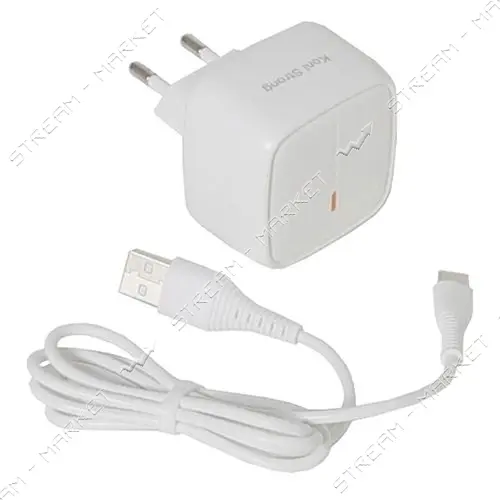 KONI strong сетевое зарядное устройство  KS71QL, 2.1A, 1USB+Charger lighting cable, цвет белый      