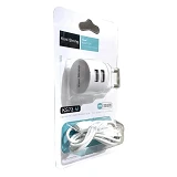 KONI strong сетевое зарядное устройство  KS73M, 2.4A, 2USB+USB charger for micro, цвет белый        