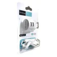 KONI strong сетевое зарядное устройство KS73M, 2.4A, 2USB+USB charger for micro, цвет белый