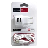 KONI strong сетевое зарядное устройство  KS73T, 2.4A, 2USB+USB charger for Type C, цвет белый       