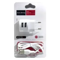 KONI strong сетевое зарядное устройство KS73T, 2.4A, 2USB+USB charger for Type C, цвет белый