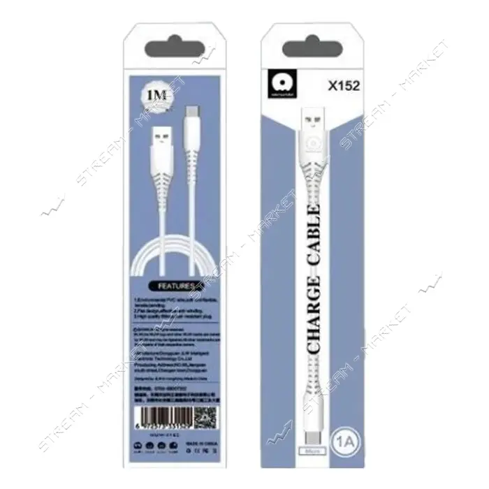 Кабель WUW X152 Micro USB 2.4А 1м белый