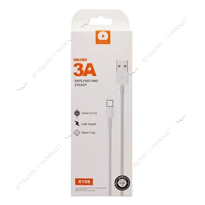 Кабель WUW X158 Micro USB 3А 1м белый                                                               