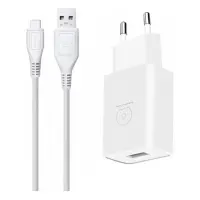 Сетевое зарядное устройство WUW T28 2.4A 1USB плюс кабель Type-C белое