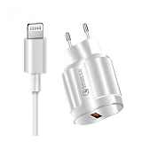 Сетевое зарядное устройство WUW T42 1USB плюс кабель Lightning белое
