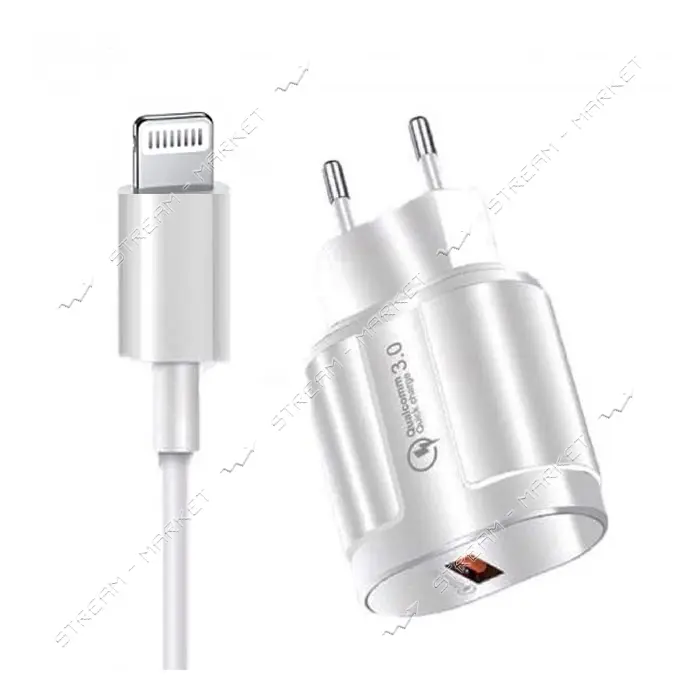 Сетевое зарядное устройство WUW T42 1USB плюс кабель Lightning белое