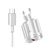 Сетевое зарядное устройство WUW T42 1USB плюс кабель Micro белое