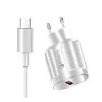 Сетевое зарядное устройство WUW T42 1USB плюс кабель Micro белое