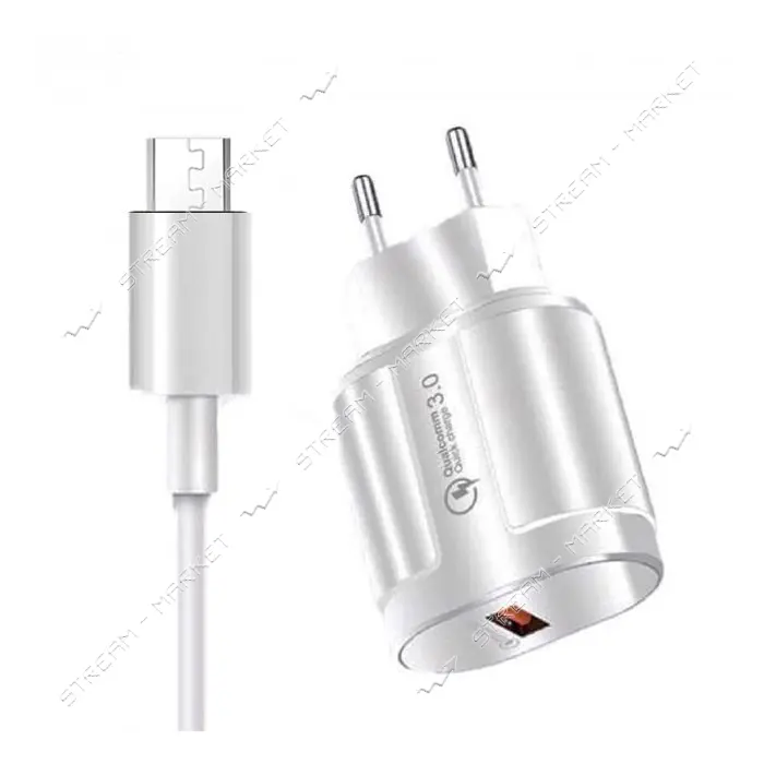 Сетевое зарядное устройство WUW T42 1USB плюс кабель Micro белое