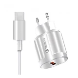 Сетевое зарядное устройство WUW T42 1USB плюс кабель Type-C белое