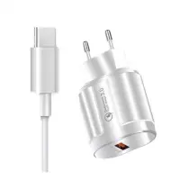 Сетевое зарядное устройство WUW T42 1USB плюс кабель Type-C белое